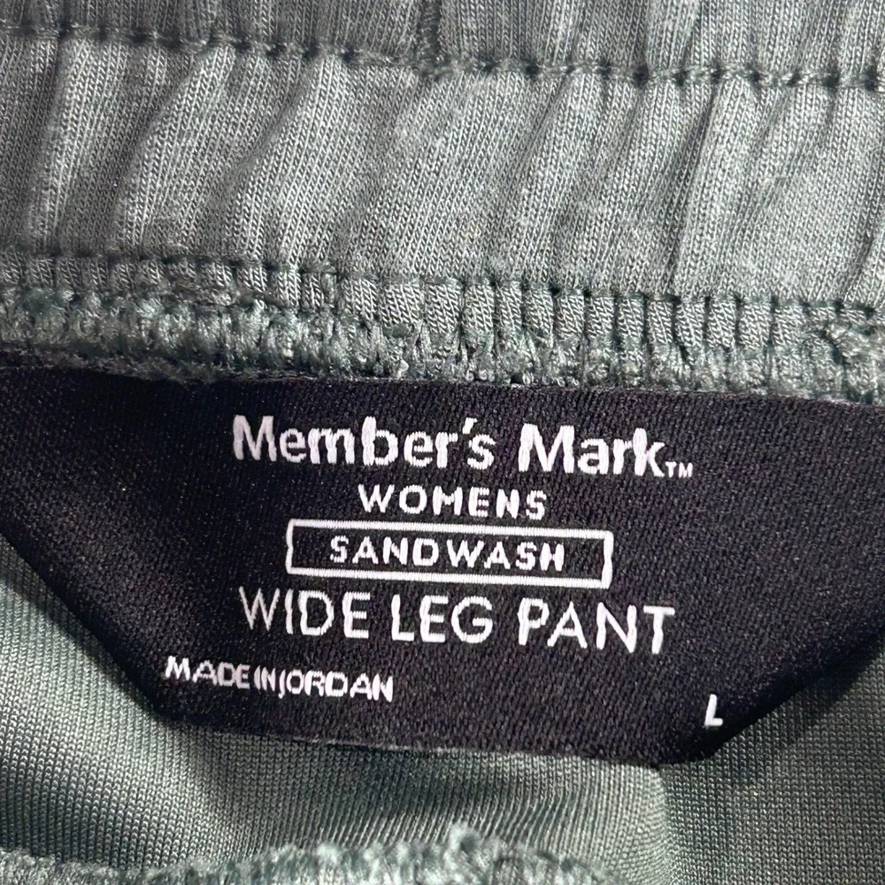 Member's Mark Womens Sandwash‎ Wide Leg Pant Sage Green Large Relaxed Athleisure